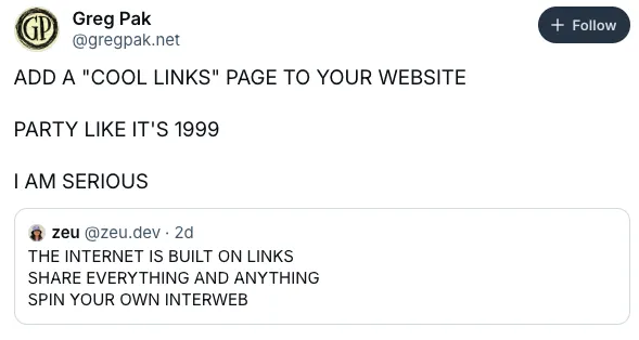 ADD A COOL LINKS PAGE TO YOUR WEBSITE PARTY LIKE IT'S 1999 I AM SERIOUS